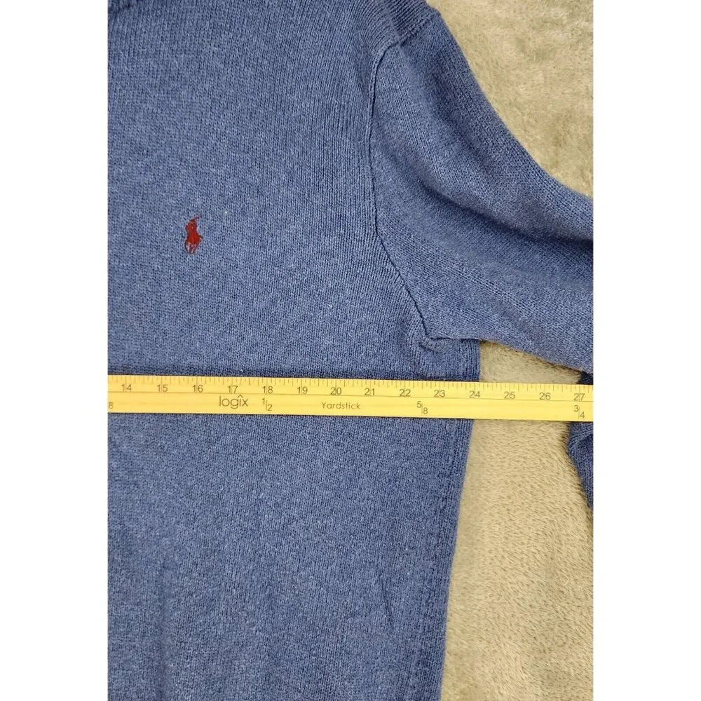 Polo by Ralph Lauren Sweater Mens XL Blue 1/4 Button Long Sleeve Preppy Vintage